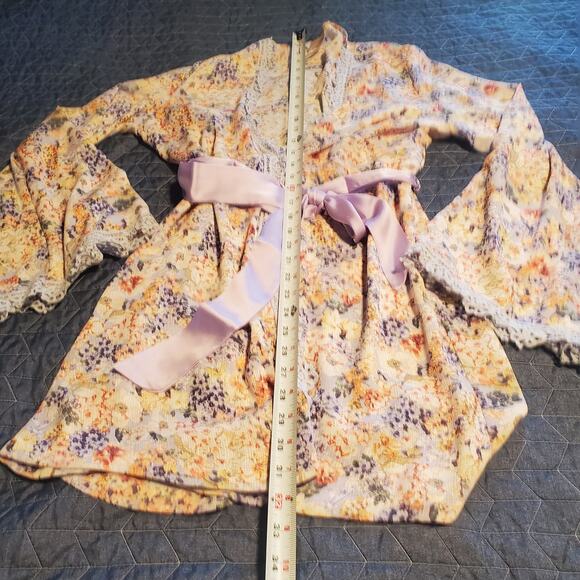 In Bloom By Jonquil Size S/M Romper (S) Robe Set (M) Spring Floral Purple Orange - Picture 12 of 12